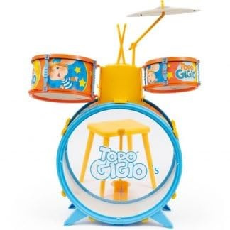 Batteria Topo Gigio's a 3 Percussioni con Sgabello, Piatto in Metallo e Bacchette, per Bambini dai 3 Anni by Bontempi compatibile per fan Topo Gigio's