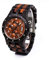 BEWELL Herren Natur Hölzerne Uhr Multifunktionale Quartz Analog Armbanduhr mit Kalender Anzeige Chronograph-Funktion Hölzerne Armband für Männer(Ebenholz und Rotes Sandelholz)