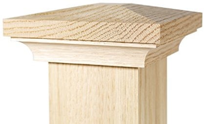 Flat Peak Newel Cap - For Use with 3 Newel Posts (Red Oak)