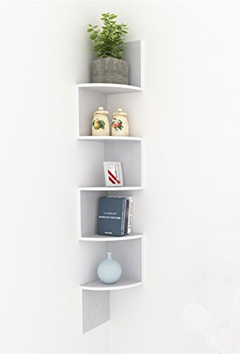 Busyall Schweberegal mit 5 Regalböden Zickzackregal Eckregal Hängeregal Büroregal Bücherregal Raumteiler Wandablage Wandboard