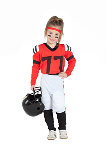Car&Gus Rugby-Spieler-Kostüm für Mädchen, Weiß und Rot