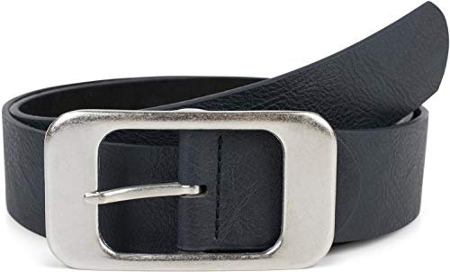 styleBREAKER Unisex Gürtel Unifarben mit großer rechteckiger Schnalle, kürzbar 03010100, Farbe:Dunkelblau, Größe:85cm
