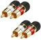 Hicon Screw & Play Cinch RCA Stecker Set mit Zugentlastung 2pol lötfreie Montage Kodierring in weiß + rot - 4X HI-CM-SM