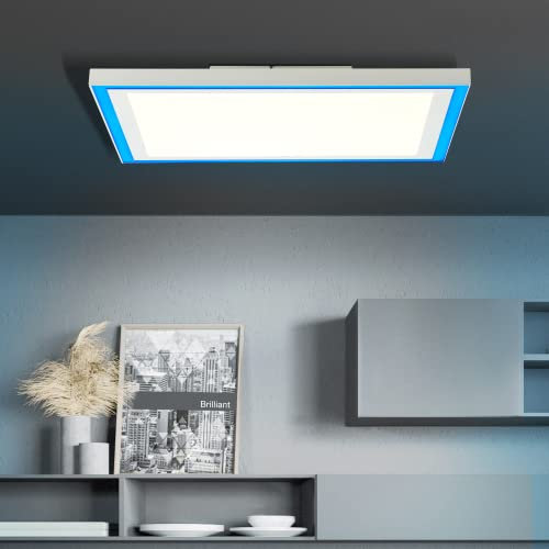 Lightbox modernes LED Panel Aufbaupaneel 40x40cm - Dimmbare Deckenlampe mit RGB-Framelight und Fernbedienung - Metall/Kunststoff Weiß