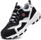 LARNMERN Chaussure de Securité Homme Femme,Respirant Réfléchissant Embout en Acier Basket Securité Chaussure de Travail 46,Noir Blanc