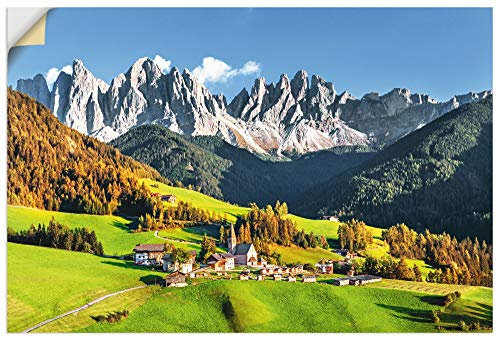 ARTland Wanddeko Wandtattoo selbstklebende Vinylfolie 120x80 cm Alpen Berge Landschaft Italien Berge Gebirge Urlaub Santa Maddalena U1TF