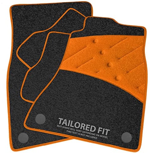 Car Mats FOR Dacia Duster [WITHOUT PASSENGER DRAW] 2018+ Charcoal Carpet & Orange Ribbed Trim & Orange Full Width Heel Pad [SAPP-2541]