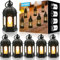 SHYMERY Mini Lantern with Flickering LED Candles,Vintage Black Decorative Hanging Candle Lanterns for Halloween,Wedding Decorations,Christmas,Table Centerpiece,Battery Included（Set of 6）