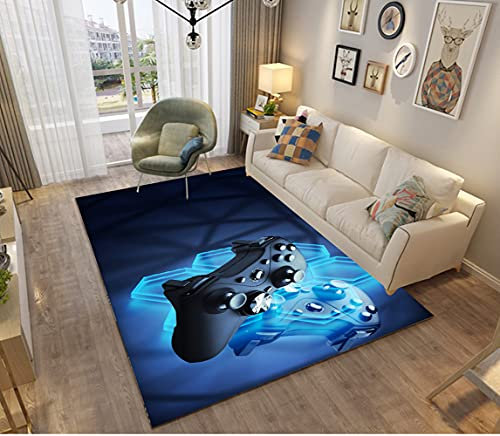 Stillshine. 3D Area Rugs Gaming Gamer Grip Print Carpets for Bedrooms Teenager Boy Kids Men Rugs Living Room Decorations Floor Indoor Washable Non-Slip Game Rugs Pads Black Blue Gray (D,100x150 cm)