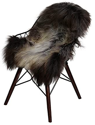 Hollert Lammfell Island gescheckt Echt Fell Schaffell Langhaar Optik Dekoration Läufer Teppich Größe 110-120