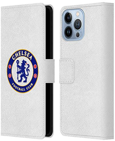 Head Case Designs Officially Licensed Chelsea Football Club Plain White Crest Leather Flip Case Compatible With Apple iPhone 13 Pro Max