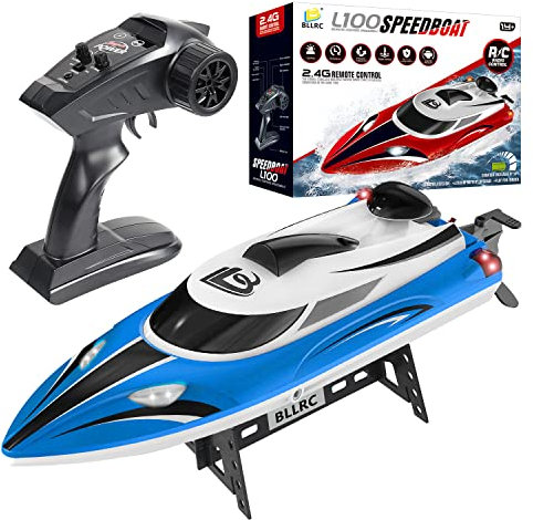 BLLRC Fernbedienung Bootsgeschwindigkeit wasserdichte Fernbedienung Schiff Modell Spielzeug Elektrische Radboot Modell Yacht L100 (Blau)