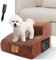 MASTERTOP Dog Steps for Bed, 2-Step Dog Steps for Sofa, High Density Foam Dogs Ramp with Washable Cover, Non-Slip Pet Stairs Ladder for Small Older Injured Dogs Cats - Brown, 40x30x40cm