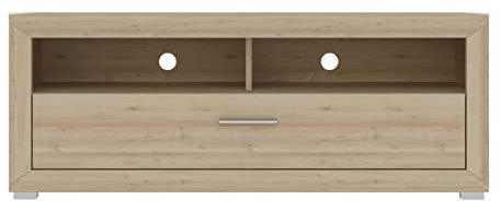 Oggi TV Schrank | Fernsehschrank TIZIO Lowboard, Wohnzimmer, Schlafzimmer, Jugendzimmer, praktisch, mit Doppelschublade, 125 x 48,4 x 49,5 cm, Buche Iconic