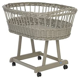 Alvi Stubenwagen Birthe taupe mit Himmelstange & Vliesmatratze 80x46 cm | 74081