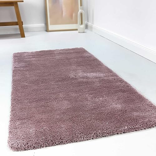 Wecon Home relaxx getufteter Hochflorteppich, 120 x 170 cm, Altrosa | Kuschelig weicher Hochflor Teppich, bestens geeignet fürs Wohnzimmer, Schlafzimmer und Kinderzimmer