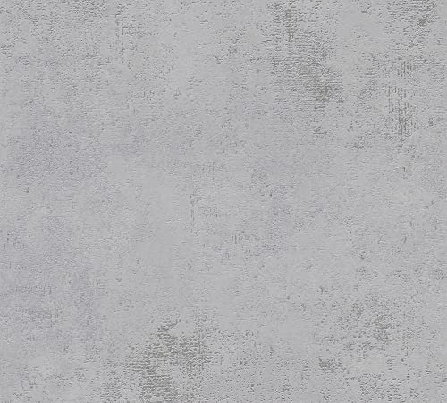 A.S. Création Strukturtapete Hellgrau Silber THE BOS 388323 Vliestapete Tapete Metallic Effekt 10,05 m x 0,53 m Made in Germany