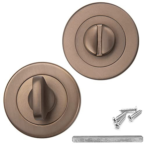 Decoranddecor Round Turn and Release Set for Bathroom Lock 54mm - Toilet Door Thumb Twist (Matt Bronze)