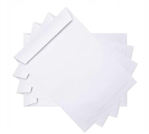50 x Briefumschläge De Luxe C4 A4 weiß ohne Fenster selbstklebend mit Haftklebestreifen mit blauen Innendruck 120 g/m Maße 229 x 324 mm Umschläge
