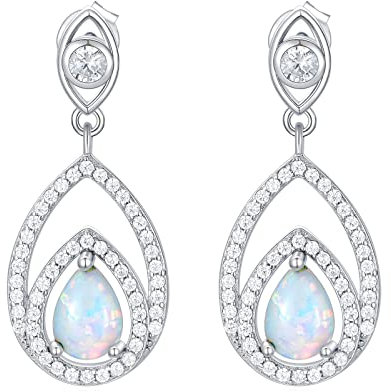 VONALA Opal Ohrringe 925 Sterling Silber Oktober Geburtsstein Teardrop Hängend Ohrringe Opal Tropfen Ohrringe für Frauen Mädchen
