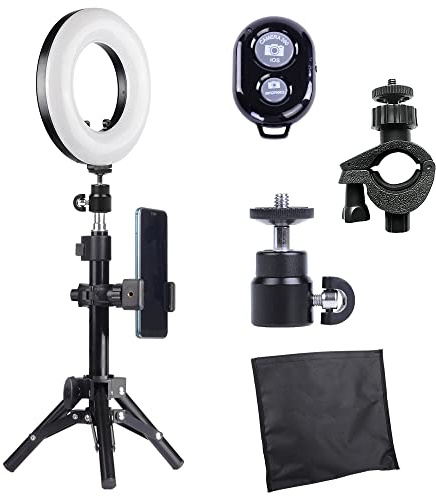 Phone Holder 9-inch Selfie Dimmable LED Ring Light kit with Desk Light Tripod Stand Mirror Bluetooth Remote Smartphone Holder Mount for Photo Studio Selfie Shooting YouTube TikTok Vlogging Makeup Vlog