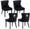 chairus Samt Esszimmerstühle 4er Set Küchenstühle Gepolstert für Wohnzimmer Armlos Polsterstuhl mit Holzbeinen (Schwarz-4)