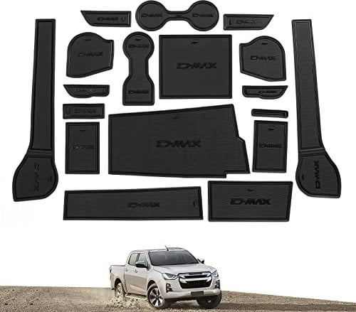 smabee Cup Holder Liner Kit for ISUZU D-MAX 2021-2023 Isuzu Rodeo Gate Slot Cup Mat Center Console Door Groove Pocket Anti-Slip Mats Interior (Right-hand drive) (BLACK)