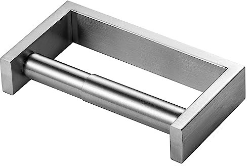 YUET Brushed Nickel All Metal Toilet Roll Holder Paper Holders Spring Loaded Wall Mounted Flexible Mounting Tissue Stand Hanger Bathroom Kitchen Storage Silver SUS 304 Stainless Steel Silver Finish