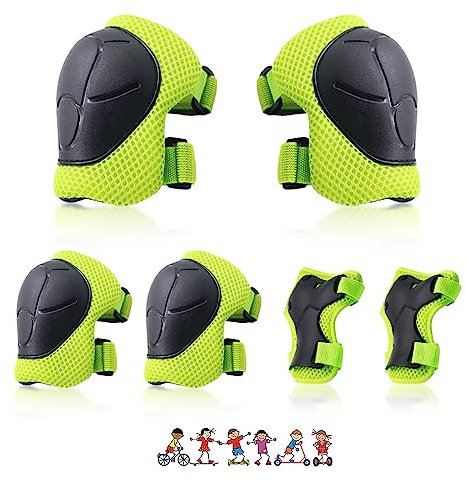 NEOVSUNY Knieschoner Kinder, Inliner Schoner Kinder Protektoren Set 3-8 Jahre, Kinder Schützer Verstellbar Knieschoner Schutzausrüstung für Skateboard Roller Skaten Ski Fahren Outdoor Sport