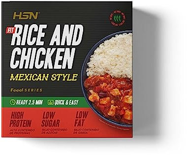 Plato Preparado Fit Arroz con Pollo en Salsa Picante estilo Mexicano de HSN | 420 gramos | Listo para Calentar y Tomar | Alto en Proteínas, Bajo en calorías | Comida Sana y Rica