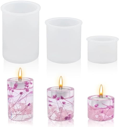 Udbrud Silikonform Kerzenhalter, 3 Stück Kerzenformen zum Gießen Epoxidharz Formen Silikonform Teelichthalter Epoxidharz für DIY Aromatherapie Kerzen Herstellung Supplies