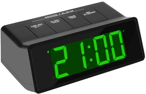 KWANWA Digitaler Wecker mit 110dB Extra-Lautem Alarm • Helligkeit einstellbar • Snooze-Funktion • Große LED-Anzeige & Tasten • 12/24h Format • Batteriebetrieb • Grünes Display • Ideal für Senioren