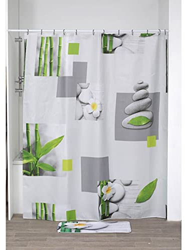 LiKeKa Duschvorhang 180x200 cm, Badvorhang Anti-Schimmel und Wasserdicht aus Stoff 100% Polyester, Waschbar, Inklusive Duschvorhangringe (Honolulu, 180 x 200 cm)