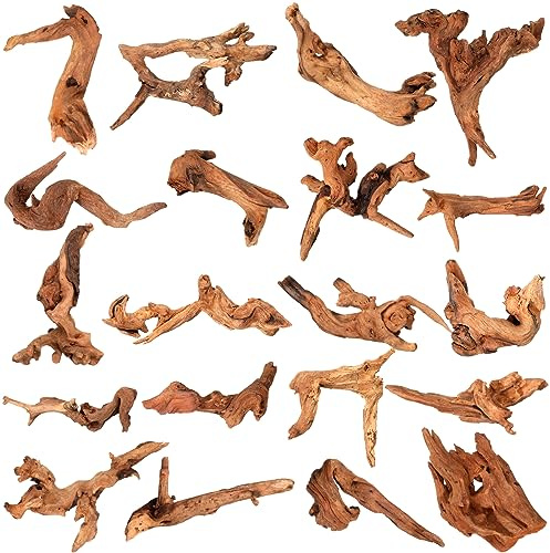 Suzile 20 Pcs Driftwood for Aquarium Fishtank Reptile Tank Craft Terrarium