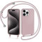 AOMYKE Handyhülle für iPhone 15 Pro Hülle mit Band, Handyband iPhone 15 Pro Hülle zum Umhängen Schutzhülle mit Kette Kordel Weich TPU Liquid Silikon Case, Pink