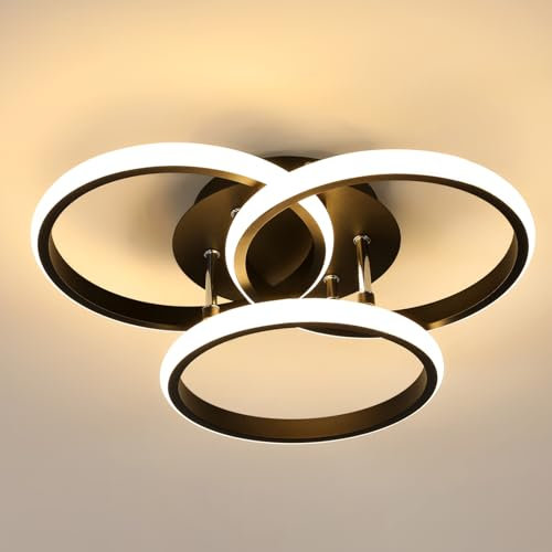 Comely LED Deckenleuchte Warmweiß Modern 40CM, 40W 4500LM Deckenlampe LED Runde, Schwarz Wohnzimmerlampe 3000k für Schlafzimmer Flur Arbeitszimmer