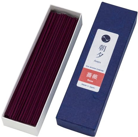 Asayu Japan Baton Encens Japonais Parfum Rose, Boite 20 g, Fabriqué au Japon pour Relaxation et Détente