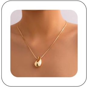 Yienate Boho Drop Choker Gold Large Chunky Teardrop Pendant Statement Big Thick Waterdrop Bridal Wedding Prom Necklace for Women and Girls