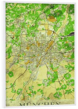 artboxONE Poster mit weißem Rahmen 18x13 cm Städte/München München Vintage City Map - Bild münchen Munich münchen
