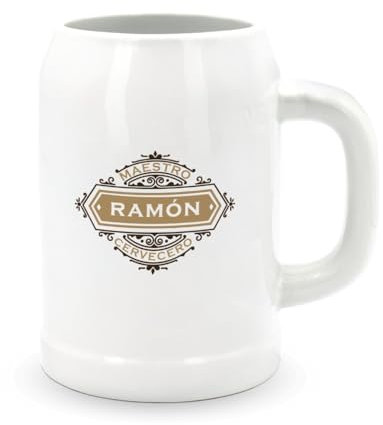 DEREGALOOS Jarra de Cerveza de Cerámica Personalizada con nombre. Jarras de cerveza originales para padres. Regalo Original día del Padre. (Maestro Cervecero)