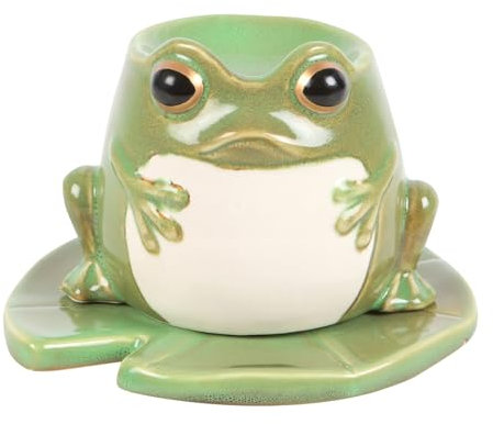 Something Different Wholesale Froschform Ölbrenner-Set in Grün, Keramik, Märchenhaftes Design, Manuell betrieben, Kerze, Wohnzimmer, Schlafzimmer, Bad