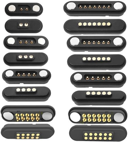 1 Paar magnetischer Pogo-Pin-Anschluss – 2P/3P/4P/5P/6P/7P/8P/9P/10P/12-poliger Gleichstrom-Stecker + Buchse, federbelasteter Magnet-Ladeanschluss, ein- und zweireihig (8-polig)