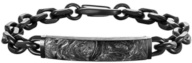 kohlenstoff 12 Forged Carbon Armband Inline Bracelet Schwarz für Damen und Herren hochwertig beschichtet aus geschmiedetem Carbon und Edelstahl