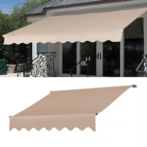 Ersatzstoff für Einziehbare Klemmmarkise, Einziehbare Terrassen Klemm Markise, Rahmenlos, mit PU-Beschichtetem Polyestergewebe(Color:Ivory,Size:79 * 63/200 * 160cm)
