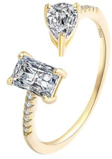 18 Karat Gold Original Sterling Silber Paar Ring für Frauen Oval Rechteck Volldiamant Kristall Geschenk Schmuck