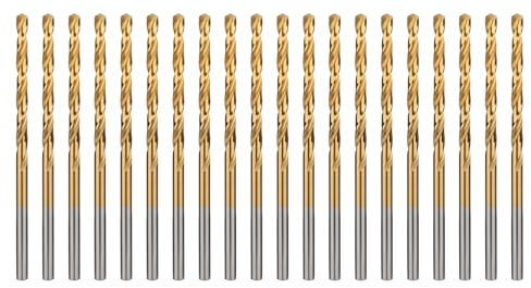 BECOLLO Titan-Bohrer, 3/32 Zoll, HSS-Metallbohrer, Länge Spiralbohrer, 135 ° geteilter Spitze, geeignet zum Bohren in Metall, Kunststoff, Holz, 20 Stück