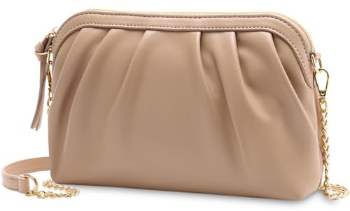 VASCHY Elegante Clutch Donna Pelle Borsetta Elegante da Borsa Tracolla Donna Matrimonio,Festa Pochette Nudo
