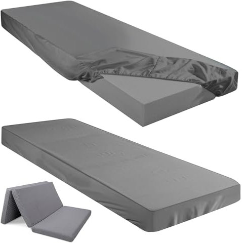 Breling Spannbettlaken (nur Bettlaken), kompatibel mit Milliard-Dreifach-Matratze, Klappmatratze, Mikrofaser, Bettwäsche für Camping-Etagenbett, Wohnmobil, Dunkelgrau, 2-teilig, Einzelbett, 10,2 cm