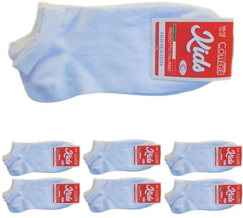 calze college - 12/6/3 Paia Fantasmini Bambino e Bambina Estivi, Calzini Filo di Scozia Bambino, Calzini Bambina da Sotto alla Caviglia (6 Paia Bianco, 6-8 Anni N.29-33)
