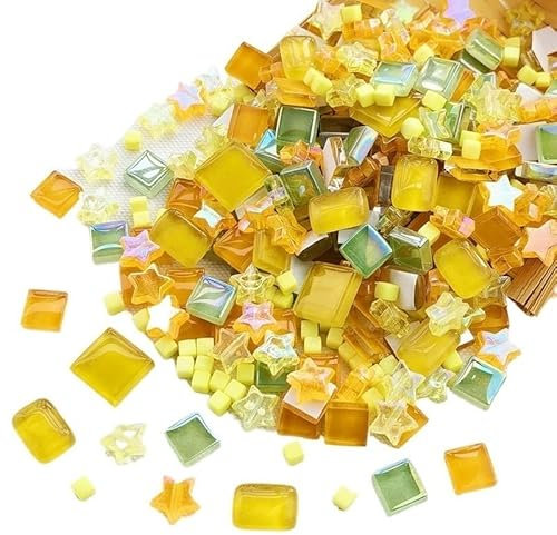 Mosaiksteine 150 Stück glitzernde und klare Mosaikfliesen, Würfel und Sterne, Glas, Kristall, Bastelzubehör for Kinder for Selbermachen FüR Basteln Deko(Mixed Fruit)